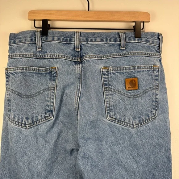 Vintage Carhartt Light Wash Straight Leg Denim Grunge Jeans Size 34x32